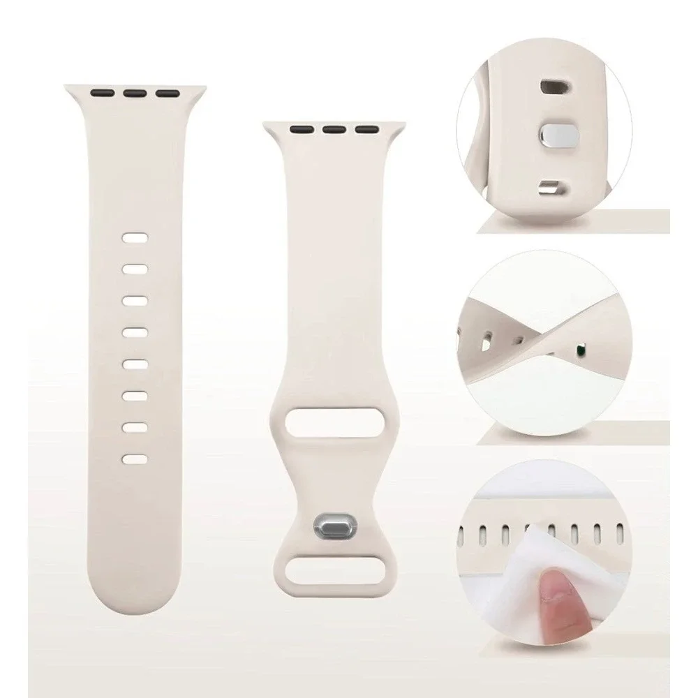 Beige Silicone Apple Watch Compatible Sport Band